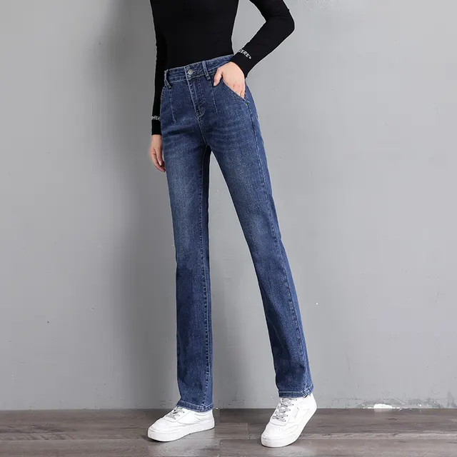 Bootcut Jeans Loose High Waist Slim And Versatile Straight Leg Blue - Shop at LoveMi
