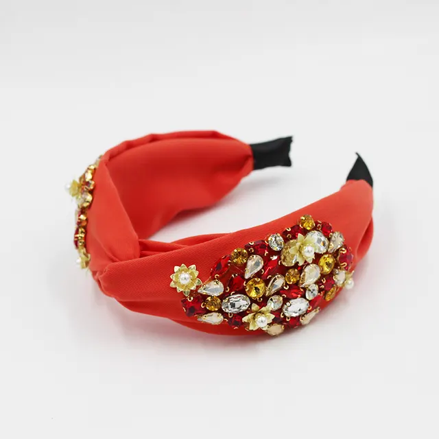 Women's Hair Band, Diamond studded Metal Flower Pearl Hair Accessories Red - Shop at LoveMi
