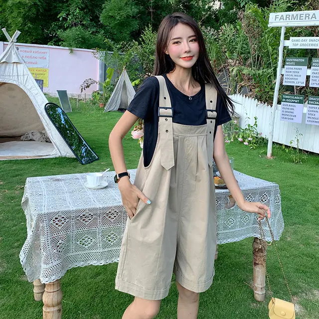 New Fashion Loose fitting Five point Pants Sweet And Spicy Jumpsuit Net Red Shorts Khaki - Shop at LoveMi