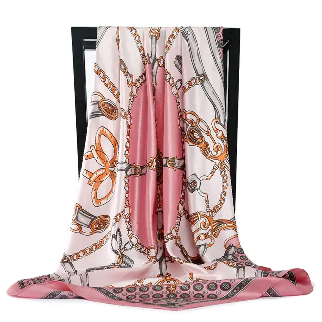 Fashion Retro Folding Fan 90cm Simulation Silk Satin Scarf Headscarf For Ladies - Shop at LoveMi