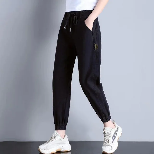 Nine Points Of Thin Elastic Waist And Feet Pure Black - Shop at LoveMi