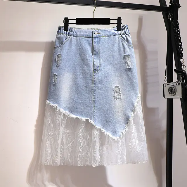 Women's Summer Bag Hip Denim High Waist Short Skirt Blue - Shop at LoveMi