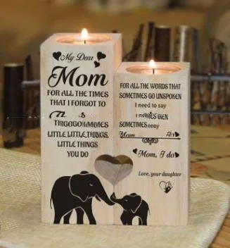 Handicrafts Heart shaped Candle Holders Wooden Ornaments Green - Shop at LoveMi