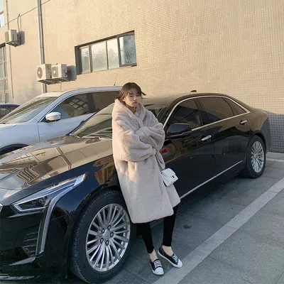 Women's Winter Loose Large Size Imitation Mink Plush Fur Coat Apricot - Shop at LoveMi