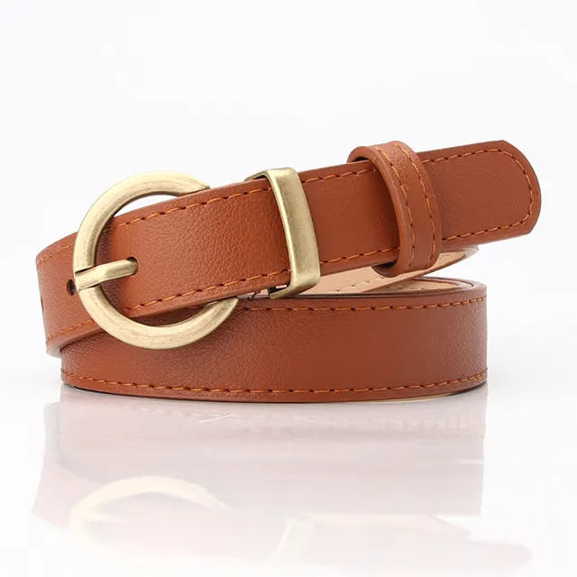All match Student Trousers With Decorative Belt Women's Casual Pin Buckle Belt Coffee - Shop at LoveMi