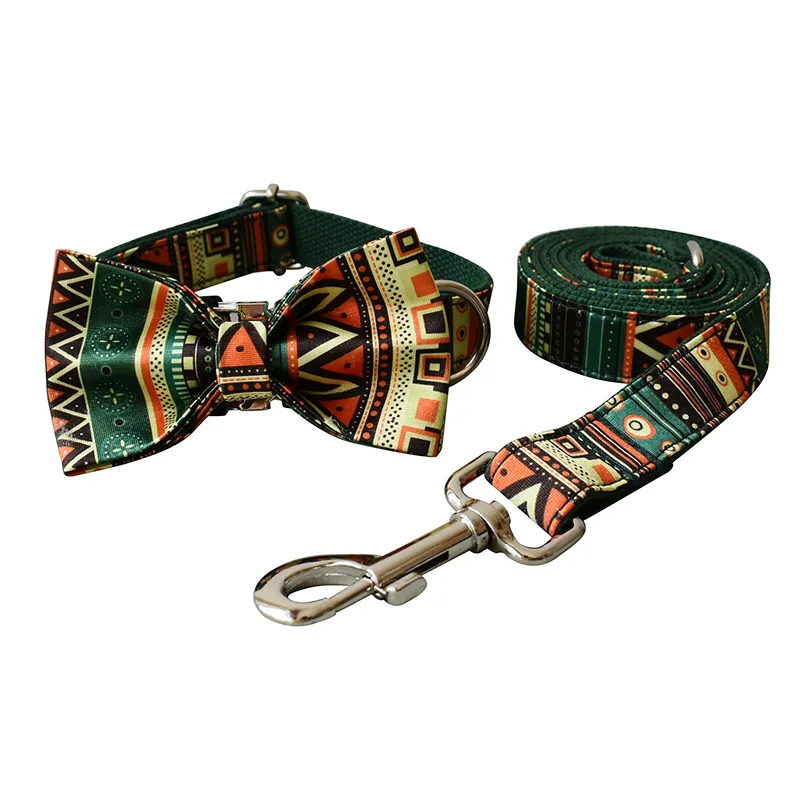 Green Bottom Bohemian Alloy Accessories Bowknot Collar Pet Leash Bow Set - Shop at LoveMi