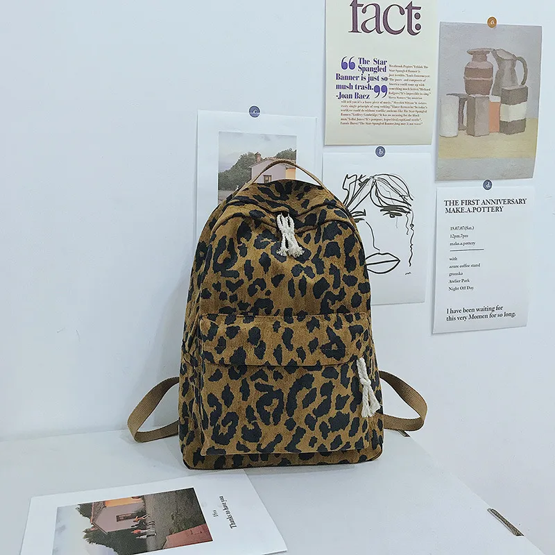 New Trendy Korean Version Of Leopard Print Backpack Portable Large Capacity Student School Bag Leopard - Shop at LoveMi