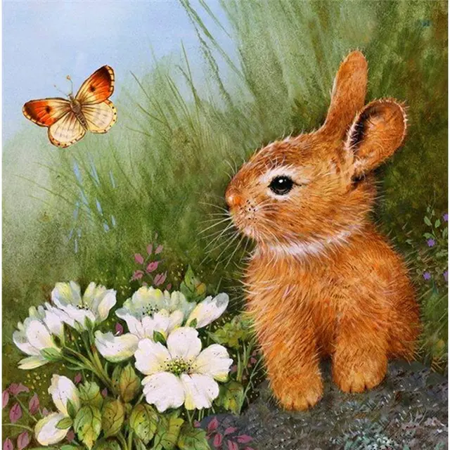 5D Diamond And Rabbit Digital Resin Rhinestone Painting Kit - Shop at LoveMi
