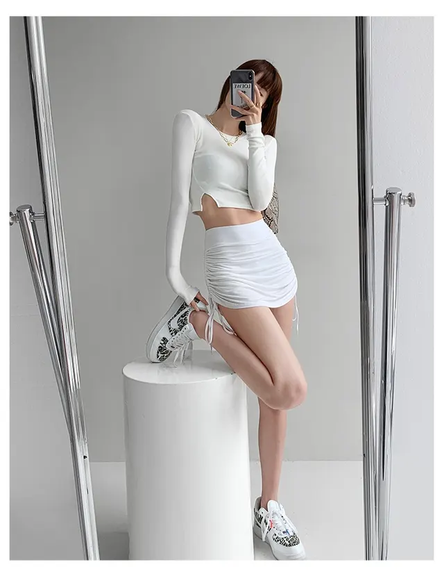 Skirts Tight Dancing Fitness Short Skirts Tide White - Shop at LoveMi