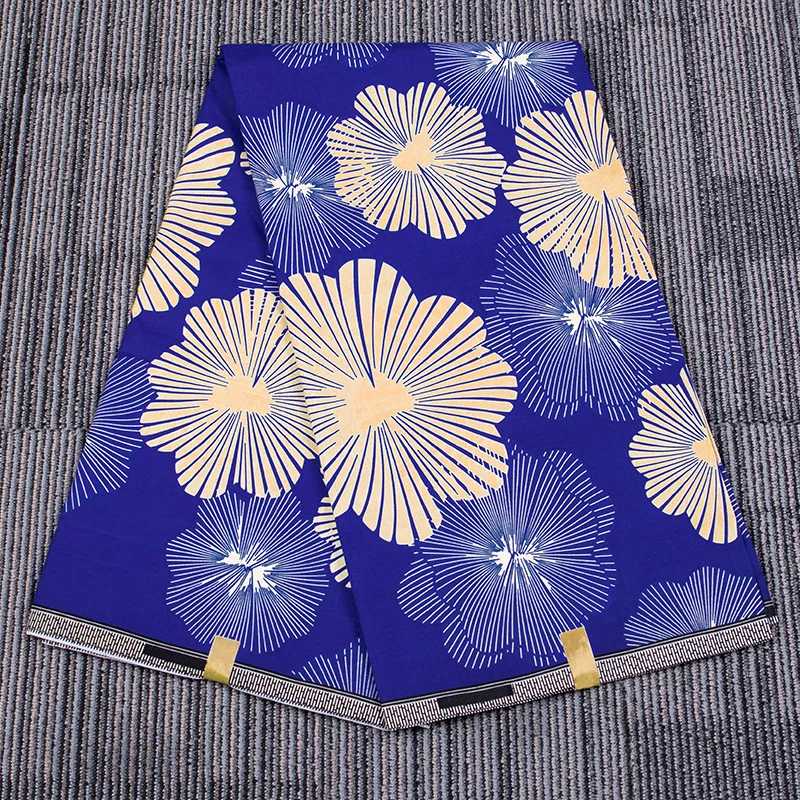 New Style Cotton Printed Batik Fabric African Style Suit Floral Cloth Woven Printed Fabric - Blue