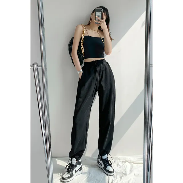 High Waisted Harlan Trousers Show Thin Pants Ins Tide Black - Shop at LoveMi