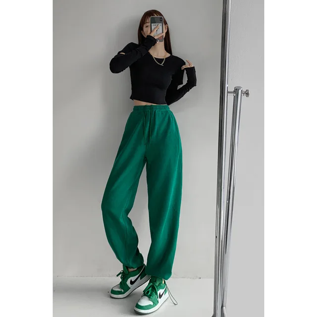 High Waisted Harlan Trousers Show Thin Pants Ins Tide Dark Green - Shop at LoveMi