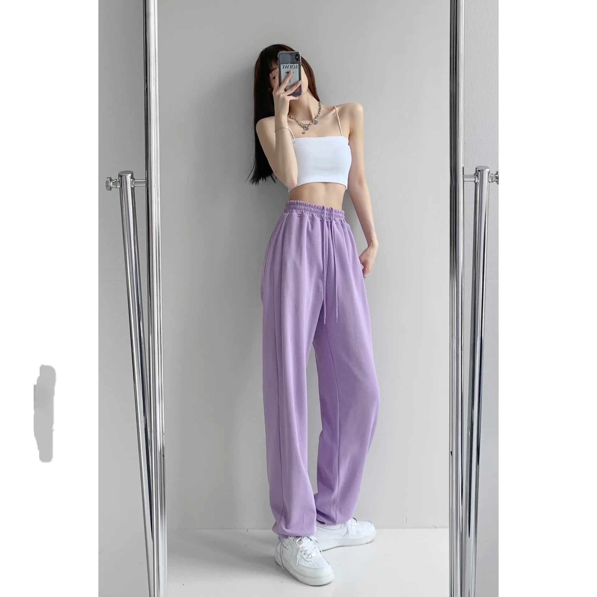 High Waisted Harlan Trousers Show Thin Pants Ins Tide - Purple Thin Summer