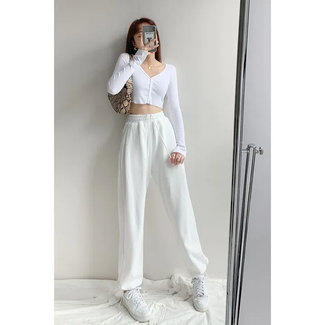 High Waisted Harlan Trousers Show Thin Pants Ins Tide White - Shop at LoveMi