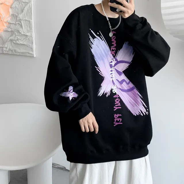 Sweatshirt Women's Spring And Autumn Thin Senior Fan Top Loose Loose Black - Shop at LoveMi