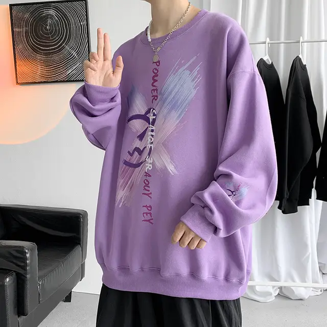 Sweatshirt Women's Spring And Autumn Thin Senior Fan Top Loose Loose Purple - Shop at LoveMi