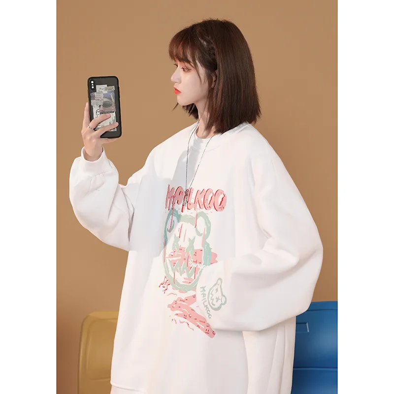 American Hiphop Sweater Women's Trendy Ins Top - White