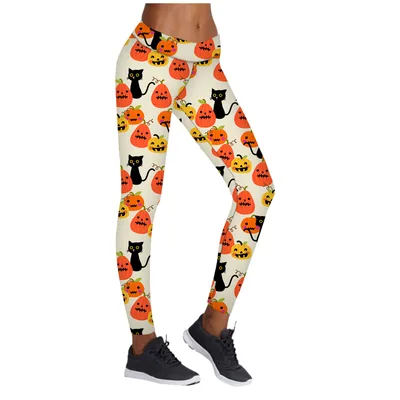 Printed Leggings Halloween Sports Yoga Pants High Stretch Pencil Pants 18Style - Shop at LoveMi