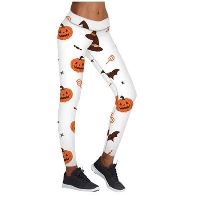 Printed Leggings Halloween Sports Yoga Pants High Stretch Pencil Pants 2Style L - Shop at LoveMi