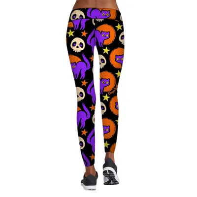 Printed Leggings Halloween Sports Yoga Pants High Stretch Pencil Pants 4Style M - Shop at LoveMi