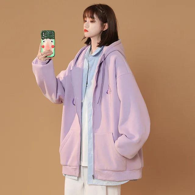 Cubs Sports Jacket Women Spring And Autumn Loose Casual All match Cardigan Sweater Purple - Shop at LoveMi