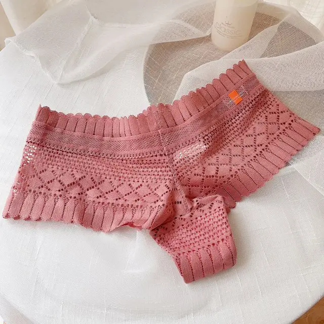 See through Sexy Low waist Briefs With Lace Edges Pink - Shop at LoveMi