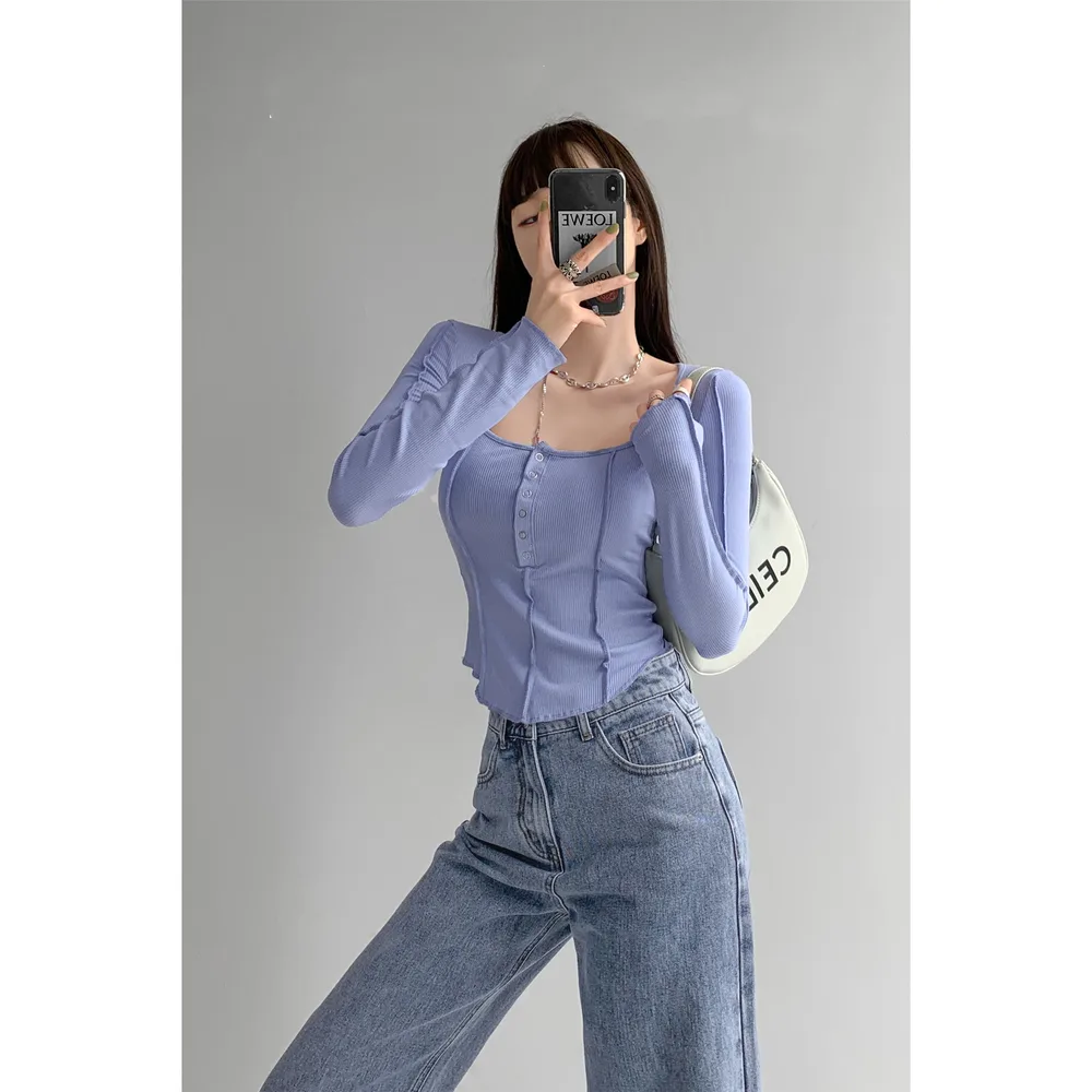 Street European And American Style Stitching Anti Line Single Breasted Blue - Shop at LoveMi