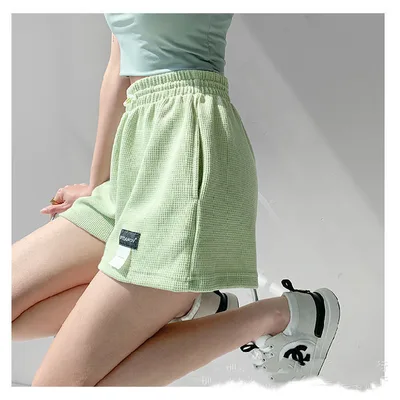 Street Spice Girl Lettered Sports Shorts Women''s High Waist Drawstring Light Green - Shop at LoveMi