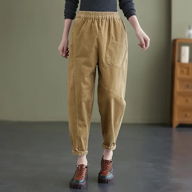 Casual Corduroy Was Thin And All match Radish Pants Khaki - Shop at LoveMi