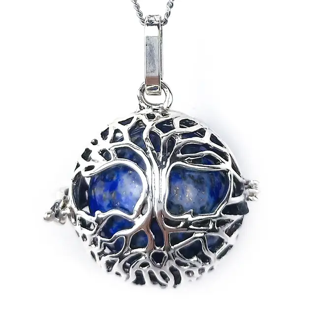 Natural Crystal Agate Seven Chakra Hollow Pendant Lapis Lazuli - Shop at LoveMi