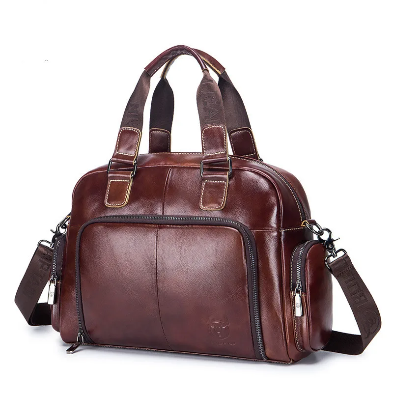 Men's Leather Briefcase Can Be Used For 14 inch Laptop Brown - Shop at LoveMi