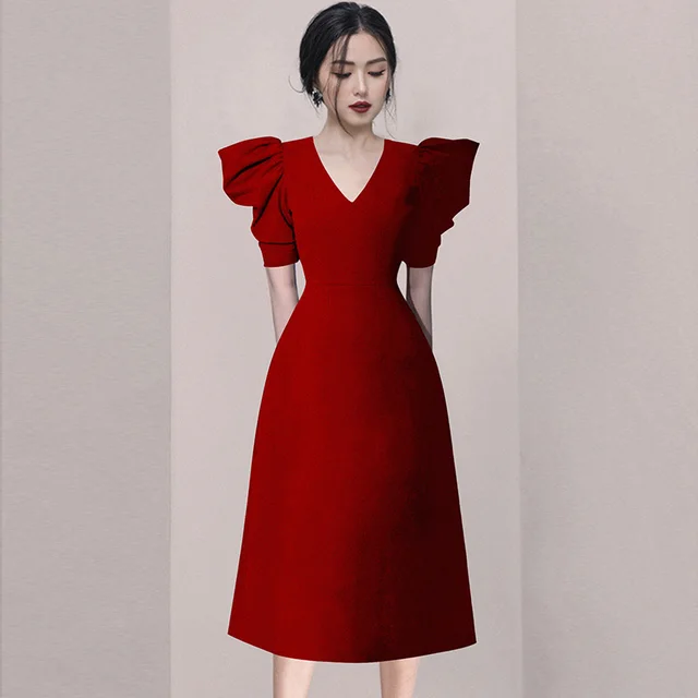 A Niche Sense Of Design Retro Celebrity Black Dress Red - Shop at LoveMi