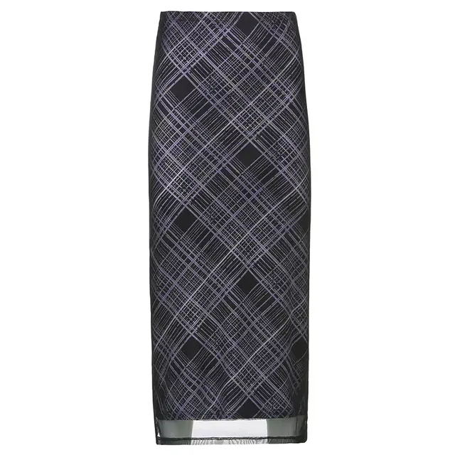 Romantic Holiday Style Double layer Plaid Long Skirt Women Black - Shop at LoveMi