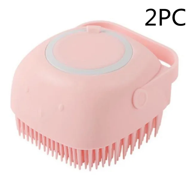 Silicone Dog Bath Massage Gloves Brush Pet Cat Bathroom Cleaning Tool Comb Brush For Dog Can Pour Shampoo Dog Grooming Supplies Pink 2Pc - Shop at LoveMi