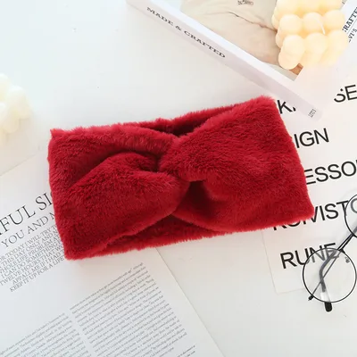 Warmth Elastic Knotted Sports Headband Plush Wide Headband Headscarf Women Red - Shop at LoveMi
