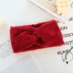 Warmth Elastic Knotted Sports Headband Plush Wide Headband Headscarf Women - Red
