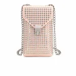 Fashion Soft Leather Rivet Crossbody Chain Bag - Pink