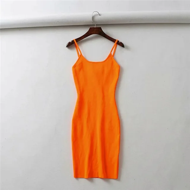 Sleeveless Bottoming Dress Summer One piece Skirt Orange - Shop at LoveMi