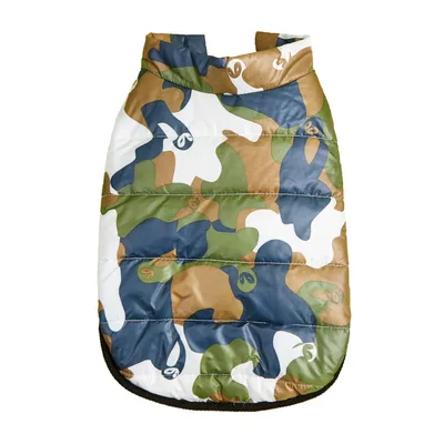 Pet Camouflage Plus Velvet Padded Jacket Green - Shop at LoveMi