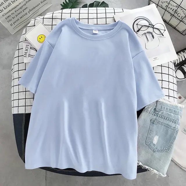 Casual Women Summer New Loose Solid Color Blue - Shop at LoveMi