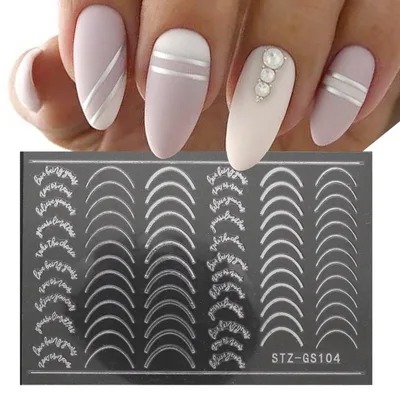 Gold And Silver French Style Imitation Metal Accessories Line Adhesive Nail Stickers Silver F - Shop at LoveMi