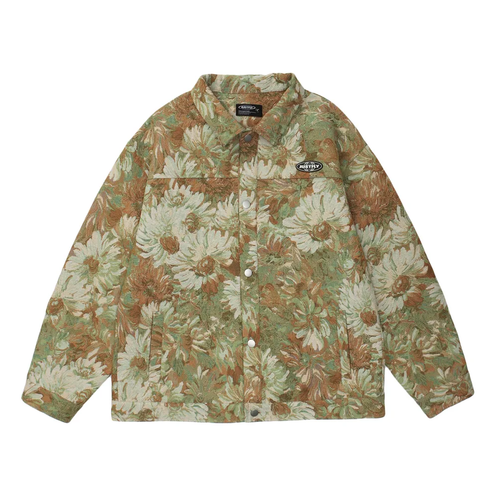 Neutral Style Small Daisy Figure Couple Loose fitting Thin Jacket Green - Shop at LoveMi