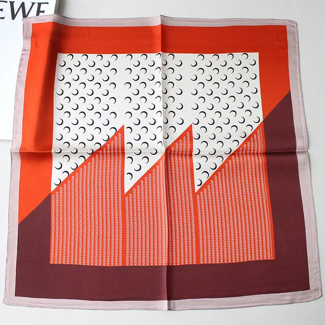 New Mixed Flower Shape Korean 53cm Silk Scarf Coffee Sidemoon Orange - Shop at LoveMi