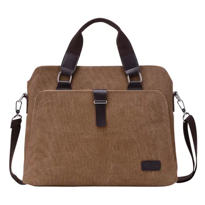Tote Bag Men's Simple Briefcase Fashion Canvas Brown - Shop at LoveMi