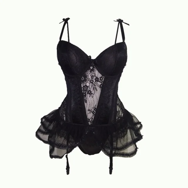 Lingerie Vest Lace Bunny Girl Flirting Sexy Garter Belt Corset Uniform Set Black - Shop at LoveMi