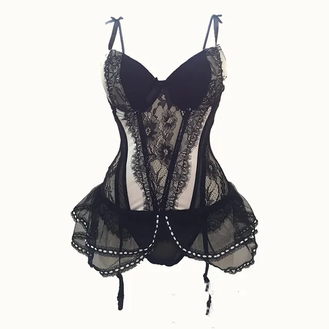 Lingerie Vest Lace Bunny Girl Flirting Sexy Garter Belt Corset Uniform Set White - Shop at LoveMi