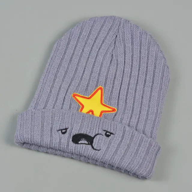 Cartoon Knitted Hat Autumn And Winter Double layer Woolen Hat Grey - Shop at LoveMi