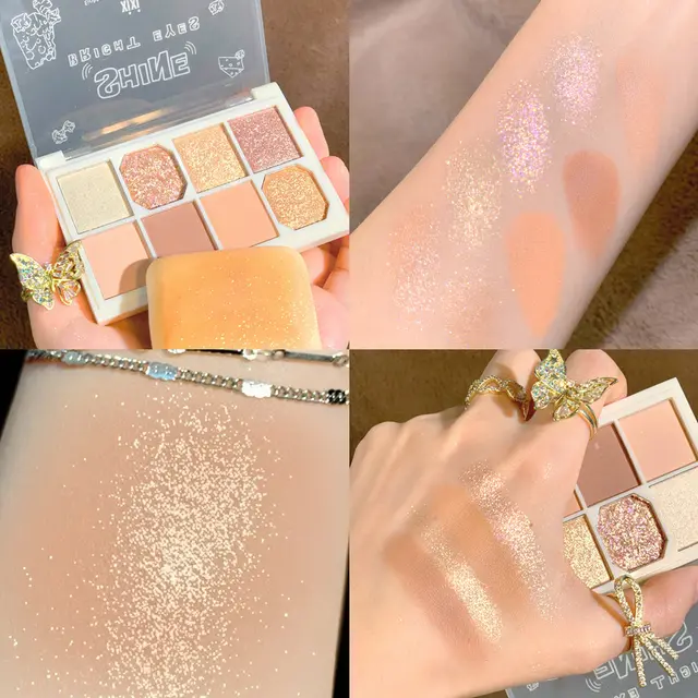 Eight color Eyeshadow Palette Gentle Milk Tea Color Fairy Gold - Shop at LoveMi