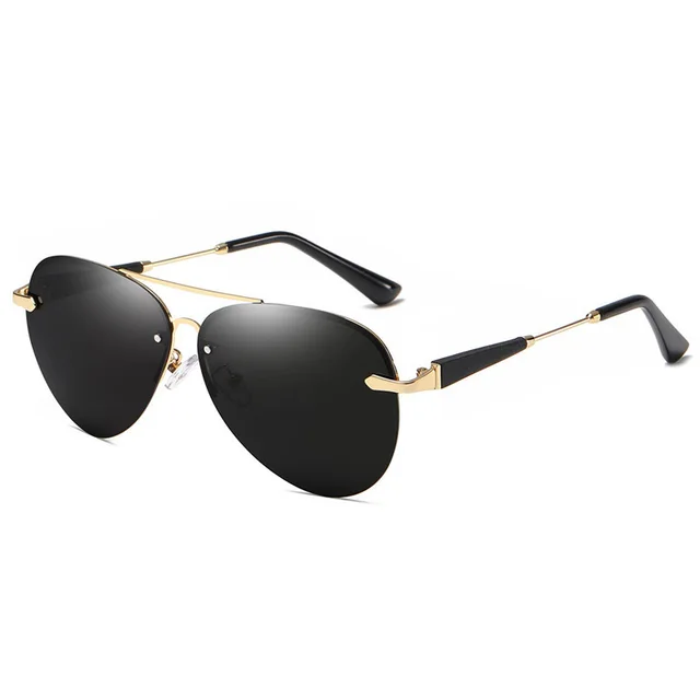 Polarized Sunglasses Classic Rimless Gold Frame Black And Gray Film - Shop at LoveMi