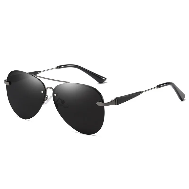 Polarized Sunglasses Classic Rimless - Silver Frame Black And Gray Pi